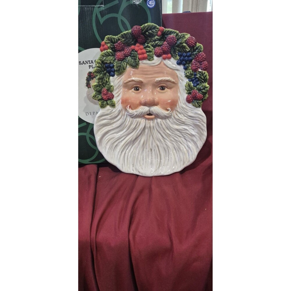 New In Box Dept. 56 Peggy O'Toole 3D Santa Face Plate 2001 Handpainted Gorgeous